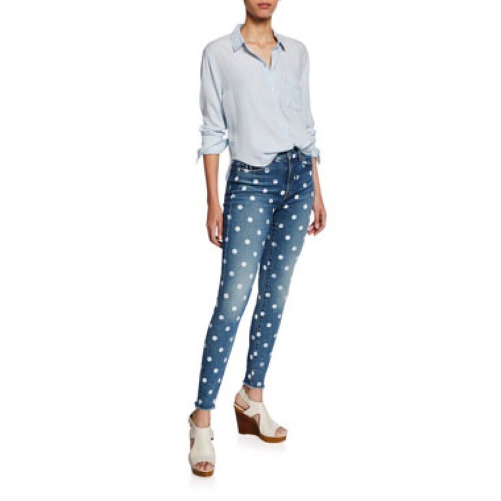 7 For All Mankind The High Waist Ankle Skinny Jeans in Dot Luxe Vintage Size 27